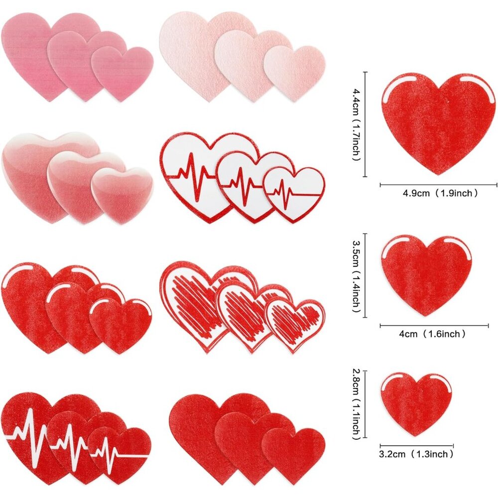 80Pack Edible Valentine's Day Heart Cupcake Toppers Red Edible Heart Cupcake Dri - Picture 3 of 7
